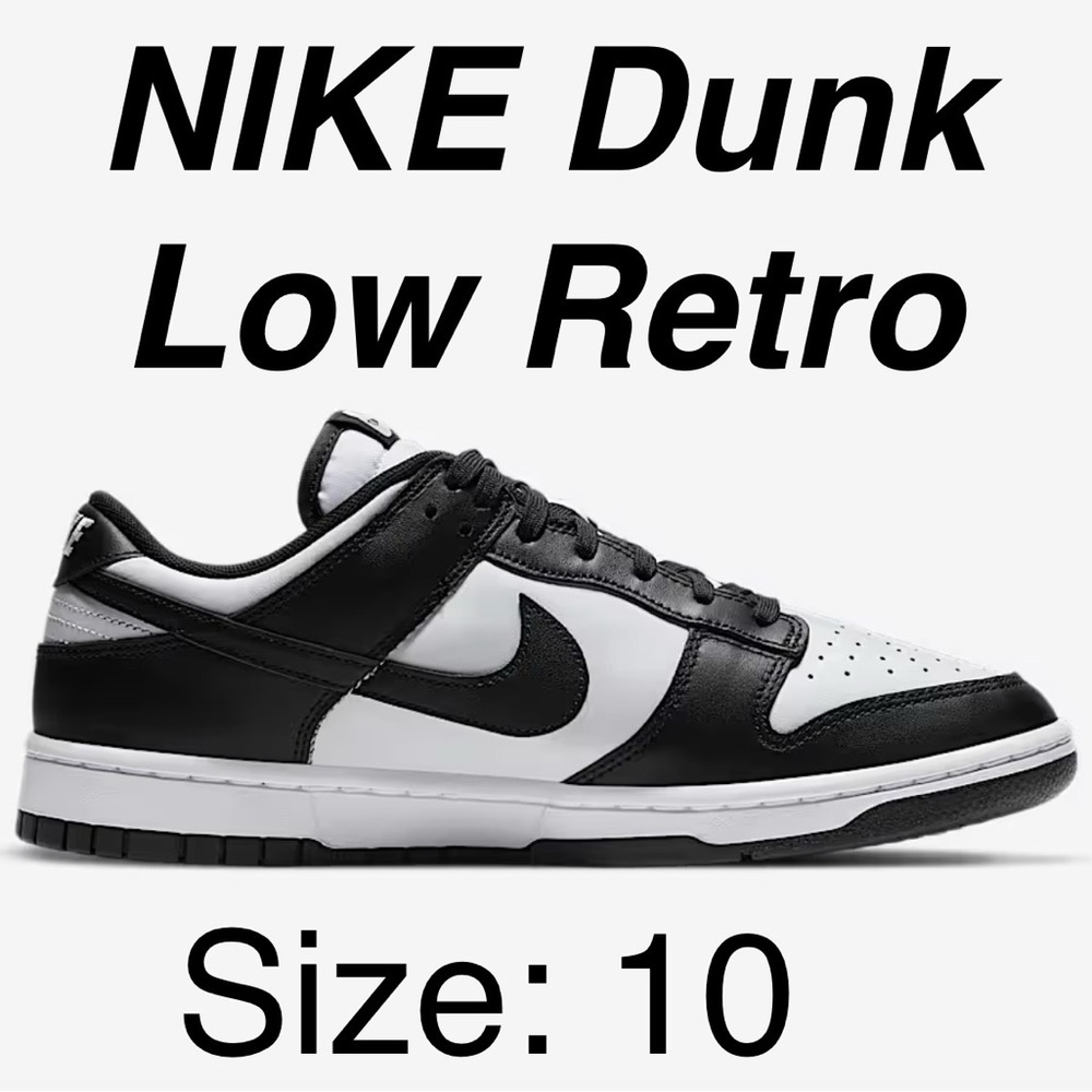 Nike Dunk Low Retro Black White Sneakers, 
Men’s Size 10
